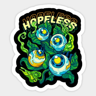 Hopeless Eyes and Green Flowers Sticker